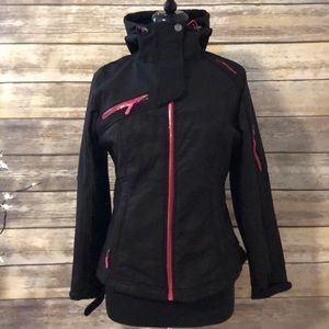 Black and pink Moto jacket